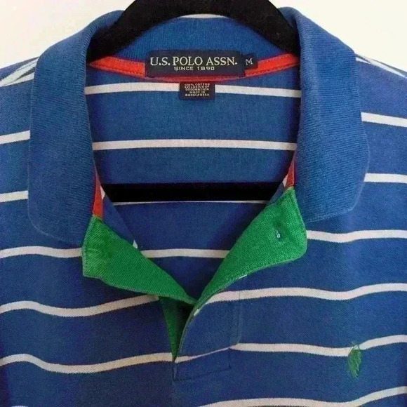 Men's Blue Striped Ralph Lauren Polo Assn Size M - Picture 4 of 7